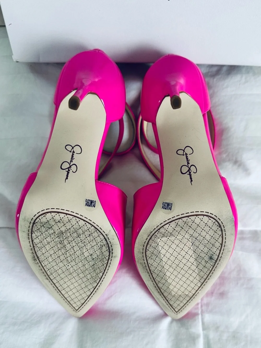 Jessica Simpson Hot Pink Patent Pointed Toe Strappy Stiletto Heels - Picture 8 of 13